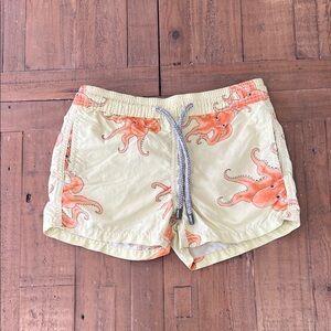 Vilebrequin orange octopus print yellow swim trunks kids size 6